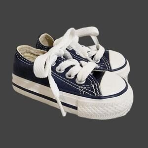 Navy Blue/White Converse Sneakers, Kid's 2